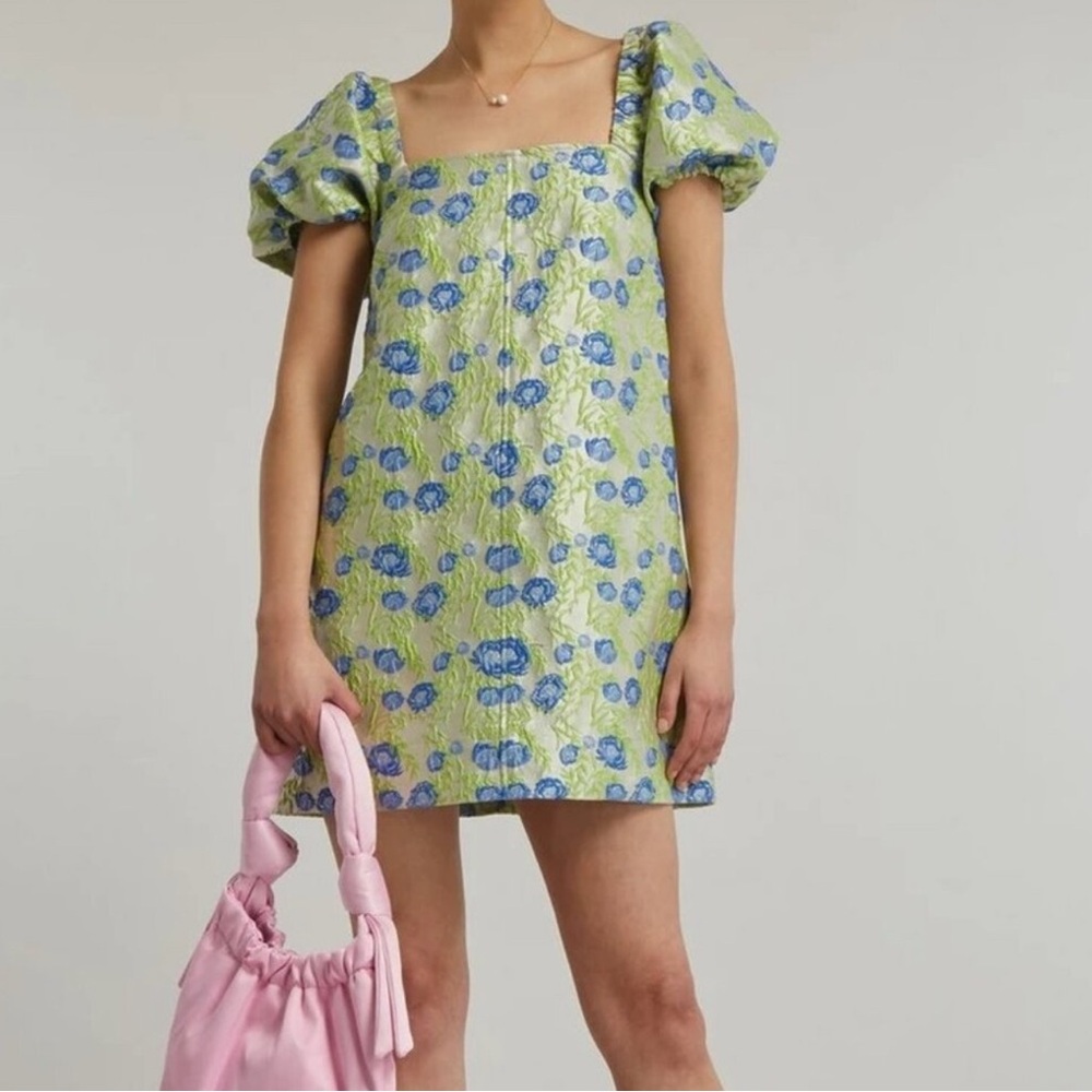 Ganni Green and Blue Mini Dress